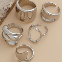 Thumbnail for Chunky 4Pcs Hollow Oval Glossy Stackable Ring Set - ArtGalleryZen