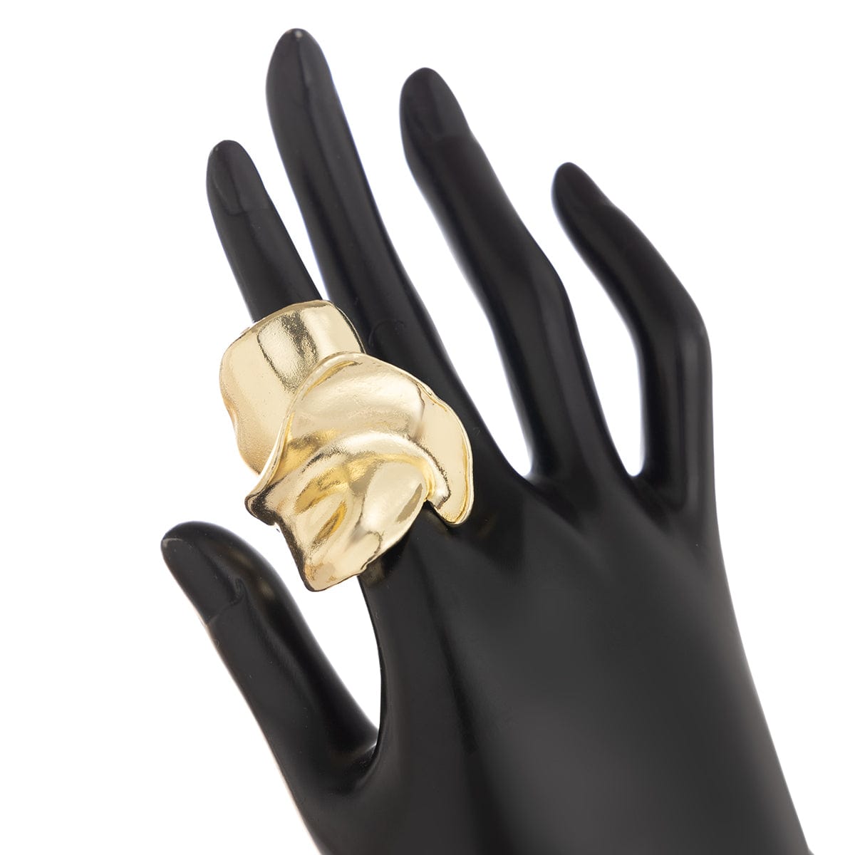Chunky Abstract Pattern Metallic Wide Ring - ArtGalleryZen
