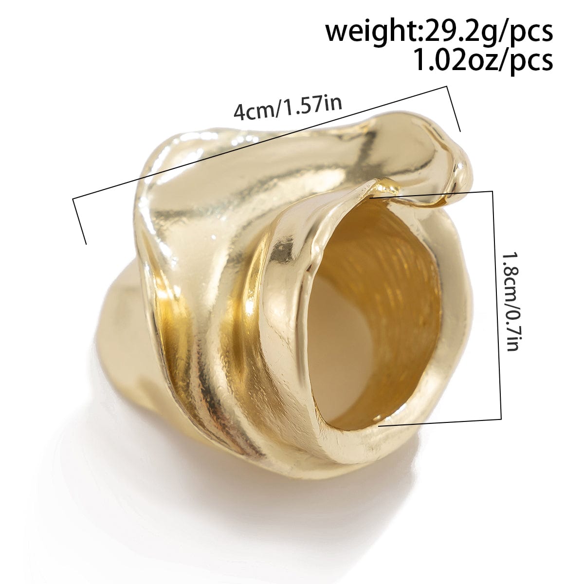 Chunky Abstract Pattern Metallic Wide Ring - ArtGalleryZen