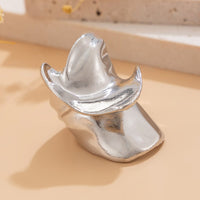 Thumbnail for Chunky Abstract Pattern Metallic Wide Ring - ArtGalleryZen