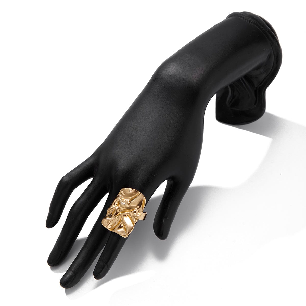 Chunky Gold Silver Tone Pleated Square Ring - ArtGalleryZen