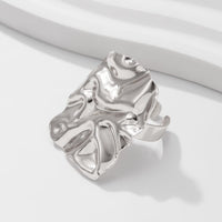 Thumbnail for Chunky Gold Silver Tone Pleated Square Ring - ArtGalleryZen