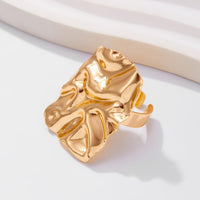 Thumbnail for Chunky Gold Silver Tone Pleated Square Ring - ArtGalleryZen