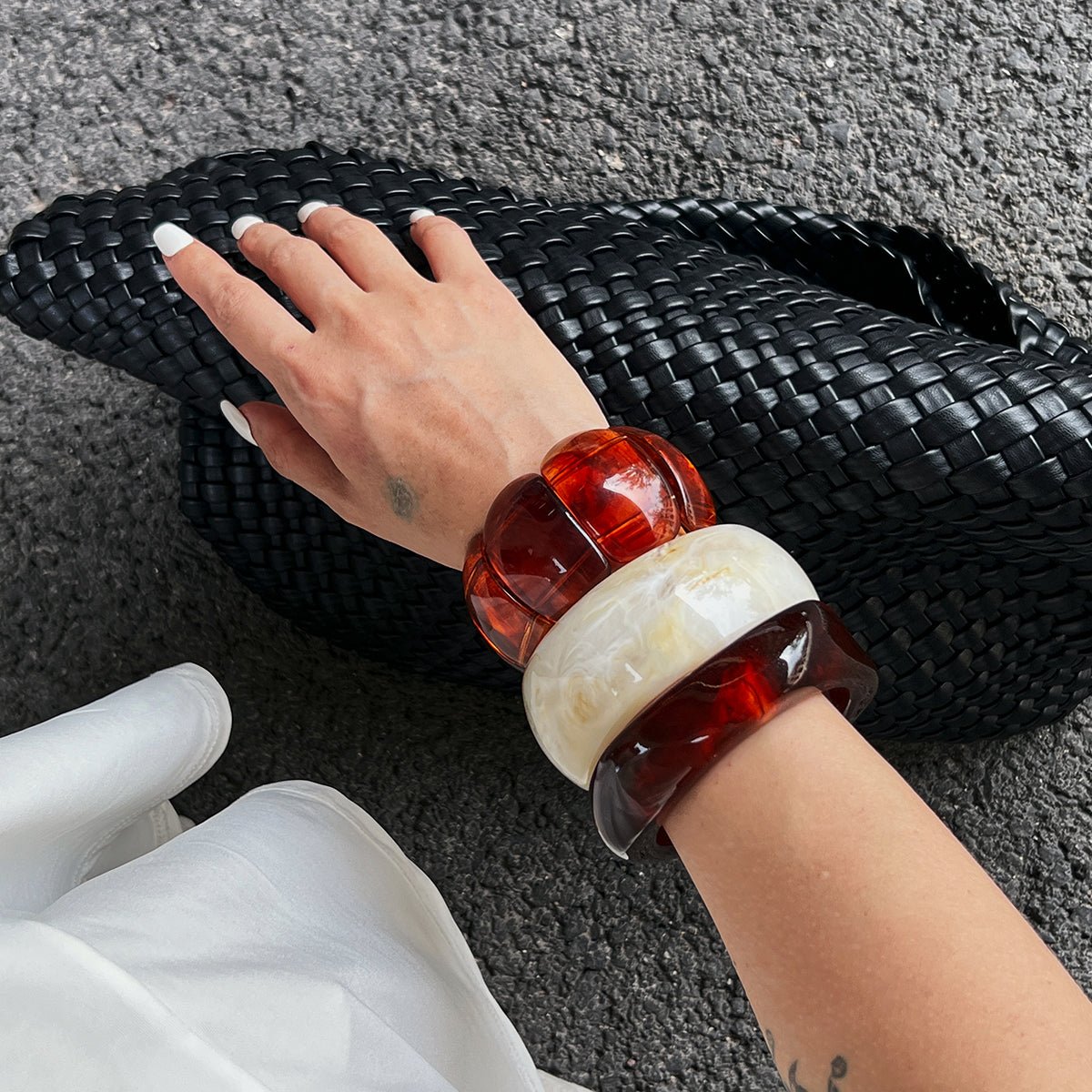 Chunky Gradient Resin Bangle Bracelet Set - ArtGalleryZen