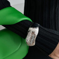 Thumbnail for Chunky Irregular Curved Wide Cuff Bangle Bracelet - ArtGalleryZen