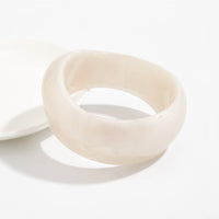 Thumbnail for Chunky White Resin Bangle Bracelet - Modern Curved Design Statement - ArtGalleryZen