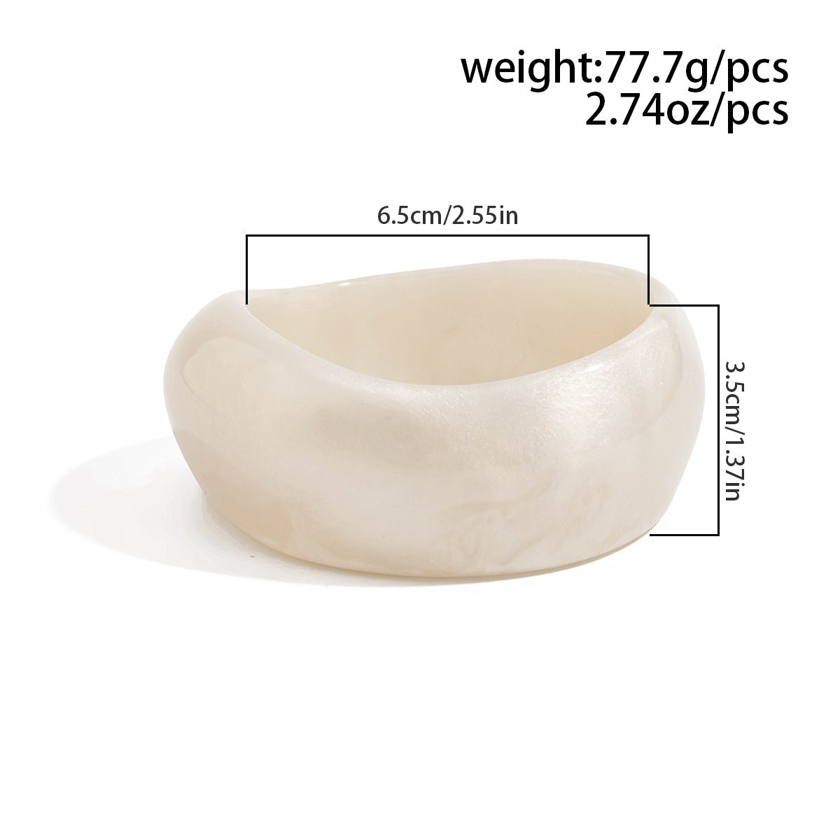 Chunky White Resin Bangle Bracelet - Modern Curved Design Statement - ArtGalleryZen
