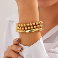 Thumbnail for Classic 3pcs Gold Silver Plated Ball Chain Bracelet Set - ArtGalleryZen