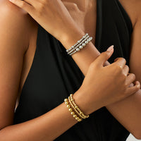 Thumbnail for Classic 3pcs Gold Silver Tone Ball Chain Bracelet Set - ArtGalleryZen