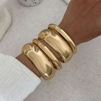 Thumbnail for Classic 4pcs Gold Silver Tone Wide Cuff Bangle Bracelet Set - ArtGalleryZen