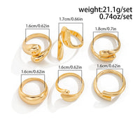 Thumbnail for Classic 6pcs Gold Silver Plated Irregular Waterdrop Ring Set - ArtGalleryZen