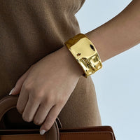 Thumbnail for Classic Chunky Glossy Textured Wide Cuff Bangle Bracelet - ArtGalleryZen