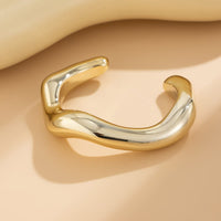 Thumbnail for Classic Gold Silver Plated Glossy Wave Bangle Bracelet - ArtGalleryZen
