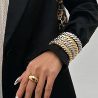 Thumbnail for Classic Gold Silver Tone Twisted Bangle Bracelet Set - ArtGalleryZen