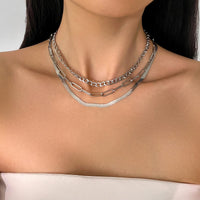 Thumbnail for Classic Layered Curb Herringbone Chain Necklace Set - ArtGalleryZen