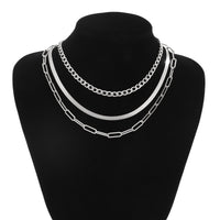 Thumbnail for Classic Layered Curb Herringbone Chain Necklace Set - ArtGalleryZen