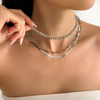Thumbnail for Classic Layered Curb Herringbone Chain Necklace Set - ArtGalleryZen
