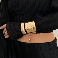 Thumbnail for Classic Minimalist Gold Silver Tone Glossy Bangle Bracelet - ArtGalleryZen