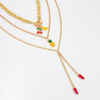 Thumbnail for Colorful 3pcs Enamel Cherry Pineapple Fruit Charm Star Chain Necklace - ArtGalleryZen