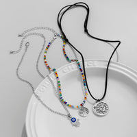 Thumbnail for Colorful Crystal Beaded Sun Moon Tree Pendant Wax Cord String Necklace Set - ArtGalleryZen