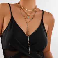 Thumbnail for Colorful Crystal Long Chain Turquoise Sun Pendant Necklace Set - ArtGalleryZen