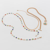 Thumbnail for Colorful Crystal Long Chain Turquoise Sun Pendant Necklace Set - ArtGalleryZen