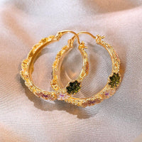 Thumbnail for Colorful Enamel Flower Hoop Earrings - ArtGalleryZen
