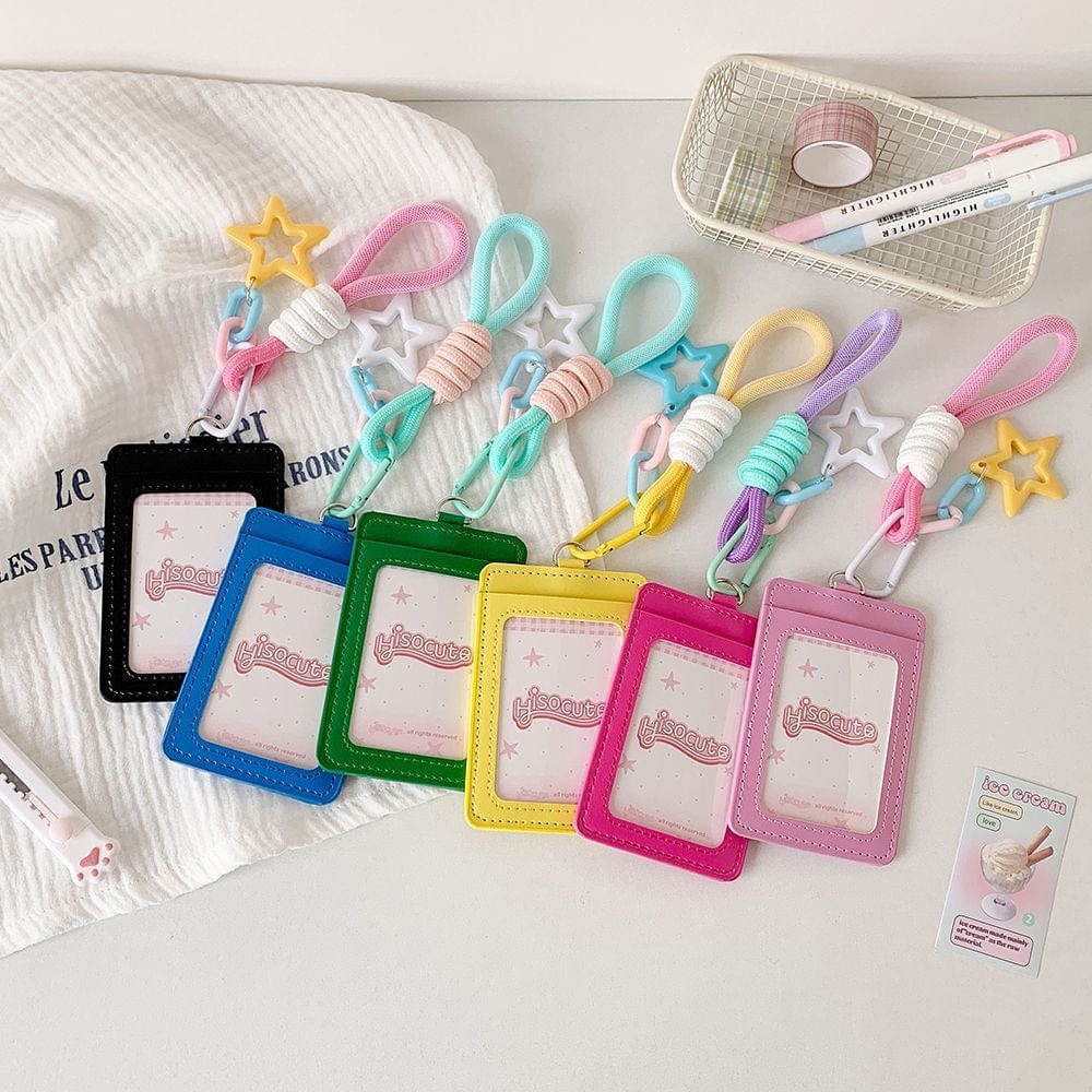 Colorful Star Leather Kpop Keychain Photocard Holder - ArtGalleryZen