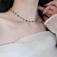 Thumbnail for Colorful Zirconia Heart Chain Necklace - ArtGalleryZen