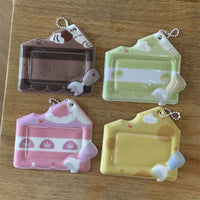 Thumbnail for Cream Cheese Strawberry Chocolate Cake Kpop Keychain Photocard Holder - ArtGalleryZen