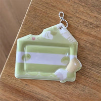 Thumbnail for Cream Cheese Strawberry Chocolate Cake Kpop Keychain Photocard Holder - ArtGalleryZen