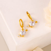 Thumbnail for Crystal Cupid Arrow Heart Huggie Hoop Dangle Earrings - ArtGalleryZen