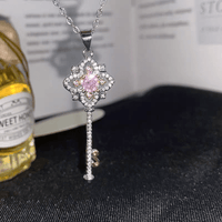 Thumbnail for Crystal Floral Key Pendant Necklace - ArtGalleryZen