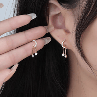 Thumbnail for Crystal Inlaid Moon Star Dangle Earrings - ArtGalleryZen