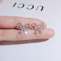 Thumbnail for Crystal Ribbon Heart Earrings - ArtGalleryZen