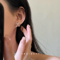 Thumbnail for Crystal Ribbon Heart Earrings - ArtGalleryZen