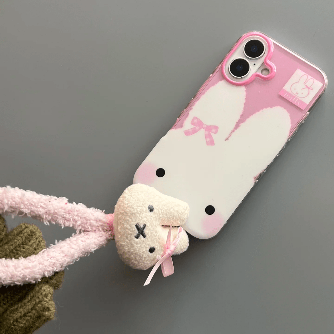 Cute Bowknot Miffy iPhone Case With Plush Lanyard - ArtGalleryZen