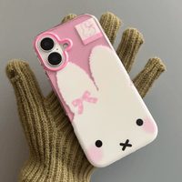 Thumbnail for Cute Bowknot Miffy iPhone Case With Plush Lanyard - ArtGalleryZen