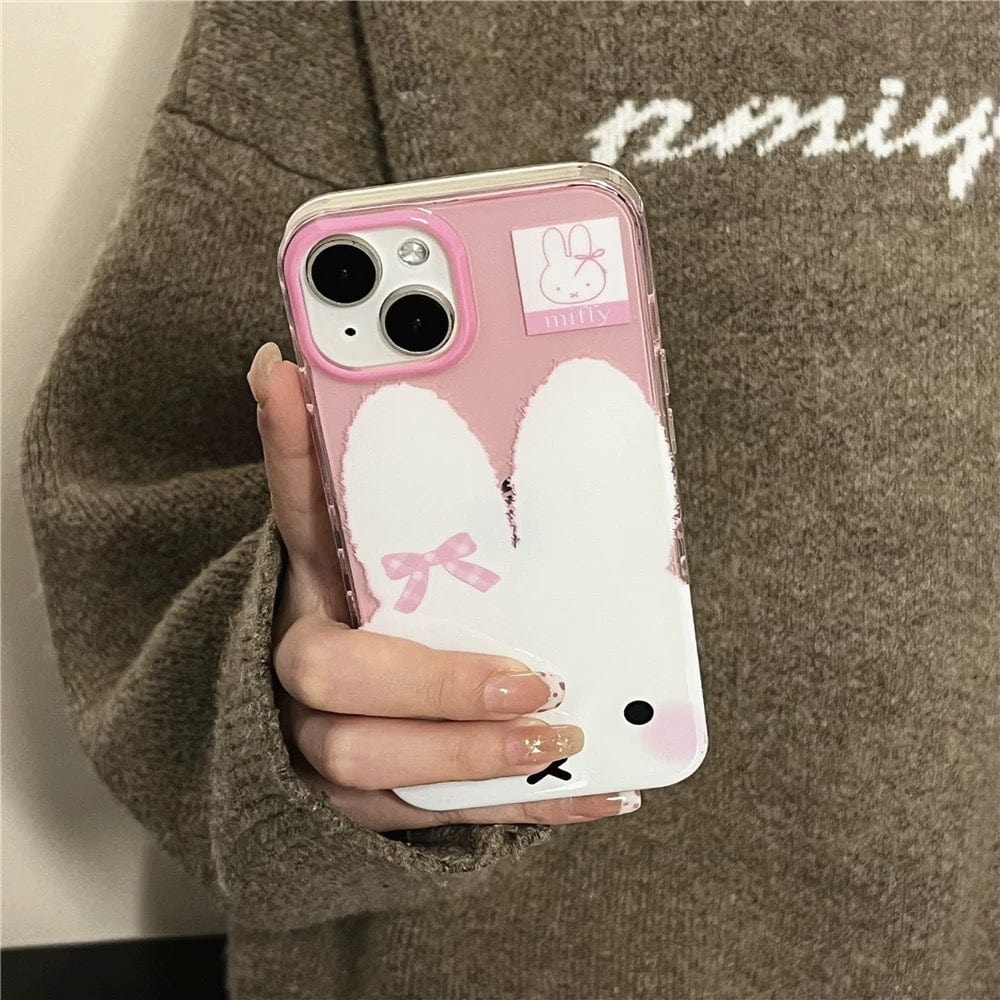 Cute Bowknot Miffy iPhone Case With Plush Lanyard - ArtGalleryZen