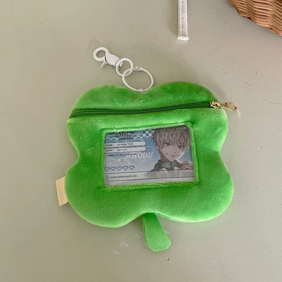 Cute Clover Narutomaki Plush Coin Purse Transparent Keychain Bag - ArtGalleryZen