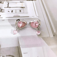 Thumbnail for Cute Crystal Dangle Heart Earrings - ArtGalleryZen