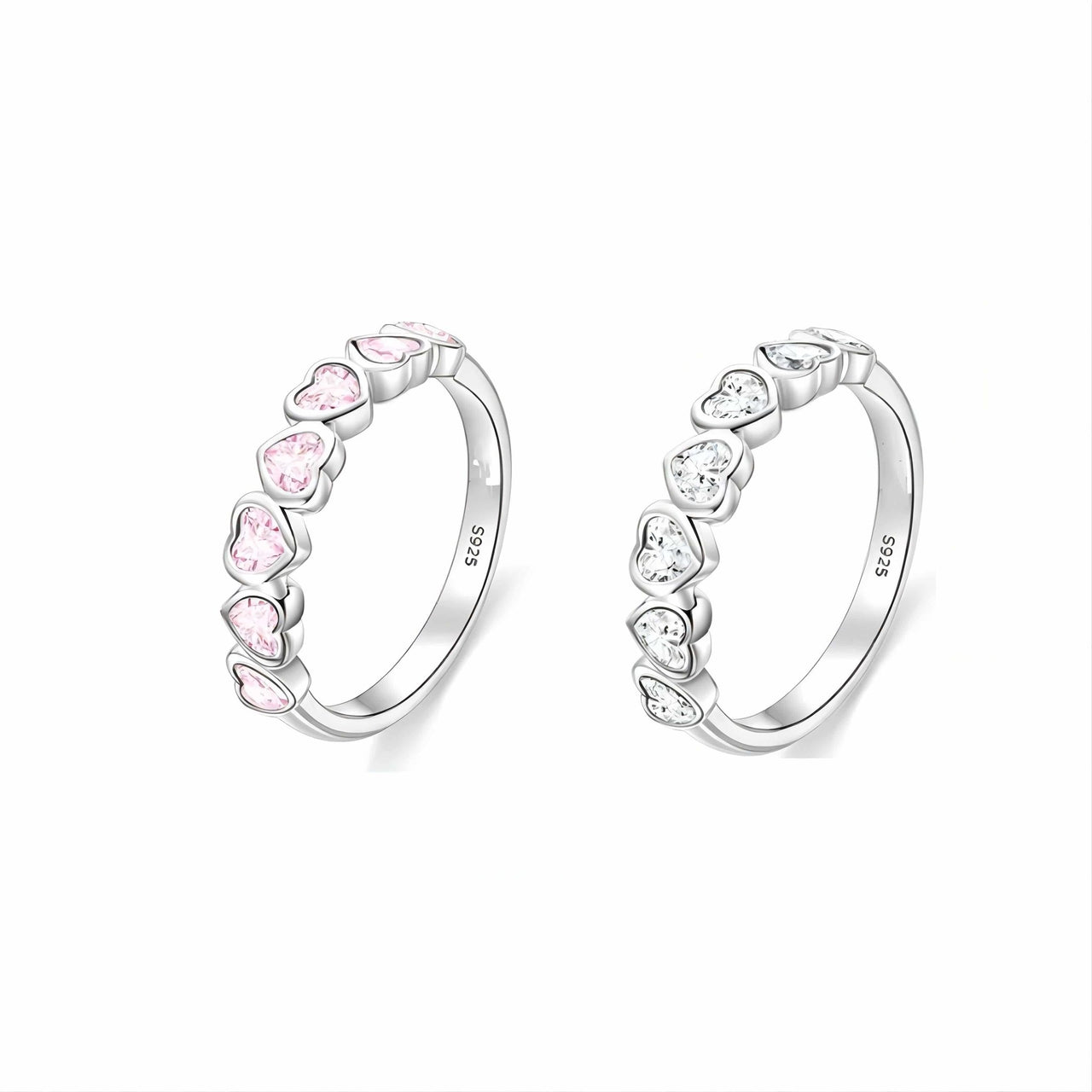 Cute CZ Inlaid Heart Matching Ring - ArtGalleryZen