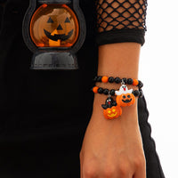 Thumbnail for Cute Halloween Pumpkin Ghost Charm Crystal Beaded Bracelet Set - ArtGalleryZen