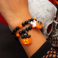Thumbnail for Cute Halloween Pumpkin Ghost Charm Crystal Beaded Bracelet Set - ArtGalleryZen