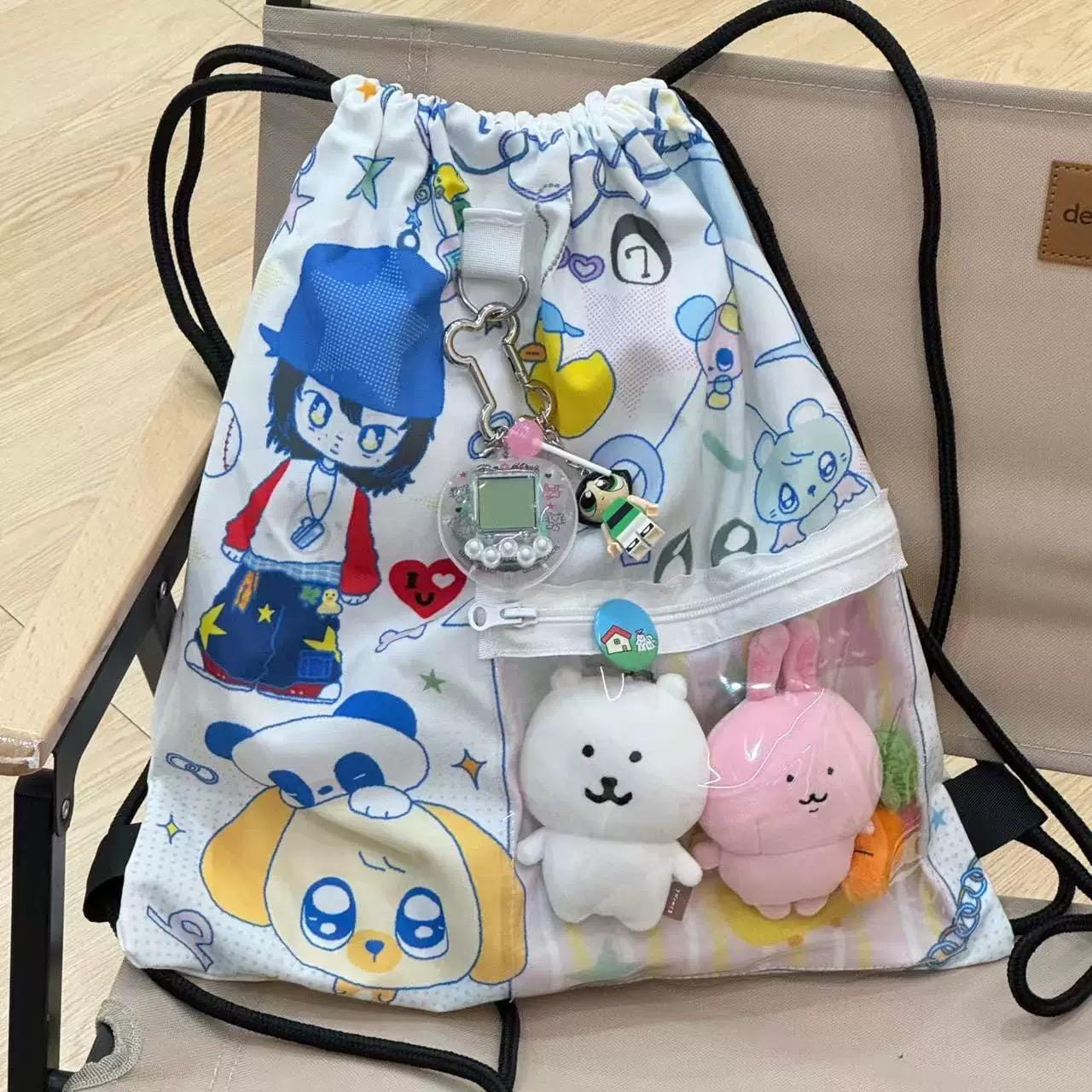Cute Hip Hop Girl Kpop Fan Display Drawstring Backpack - ArtGalleryZen
