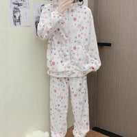 Thumbnail for Cute Kitten Star Rilakkuma Winter Fluffy Pajama Set - ArtGalleryZen