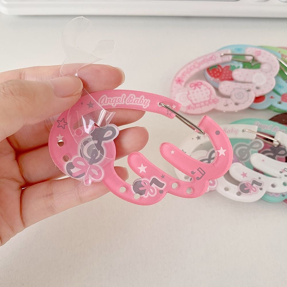Cute Lucky Clover Strawberry Wing Kpop Acrylic Keychain Carabiner - ArtGalleryZen