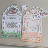 Thumbnail for Cute Onigiri Pudding Panda Kpop Keychain Photocard Holder - ArtGalleryZen