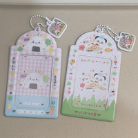 Thumbnail for Cute Onigiri Pudding Panda Kpop Keychain Photocard Holder - ArtGalleryZen