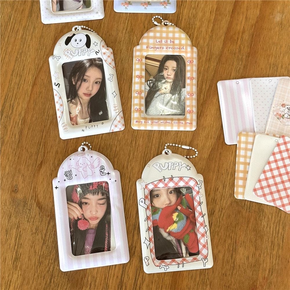 Cute Puppy Angel Bowknot Kpop Keychain Photocard Holder - ArtGalleryZen